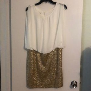 Gold Sequin and Cream Dress